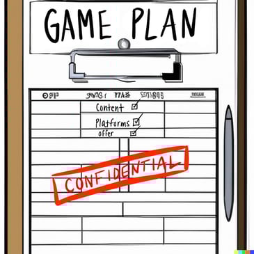 DALL·E_2023-08-03_11.43.36_-_A_comic_book_cover_of_a_clipboard_with_a_game_plan_on_it