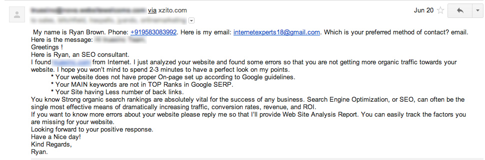 seo spam email